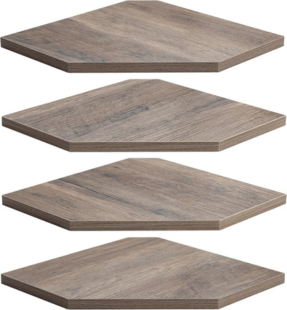 Corner Shelf Wall Mount, Corner Floating Shelves, Set of 4 Corner Wall Shelf Organizer, Rustic Wood