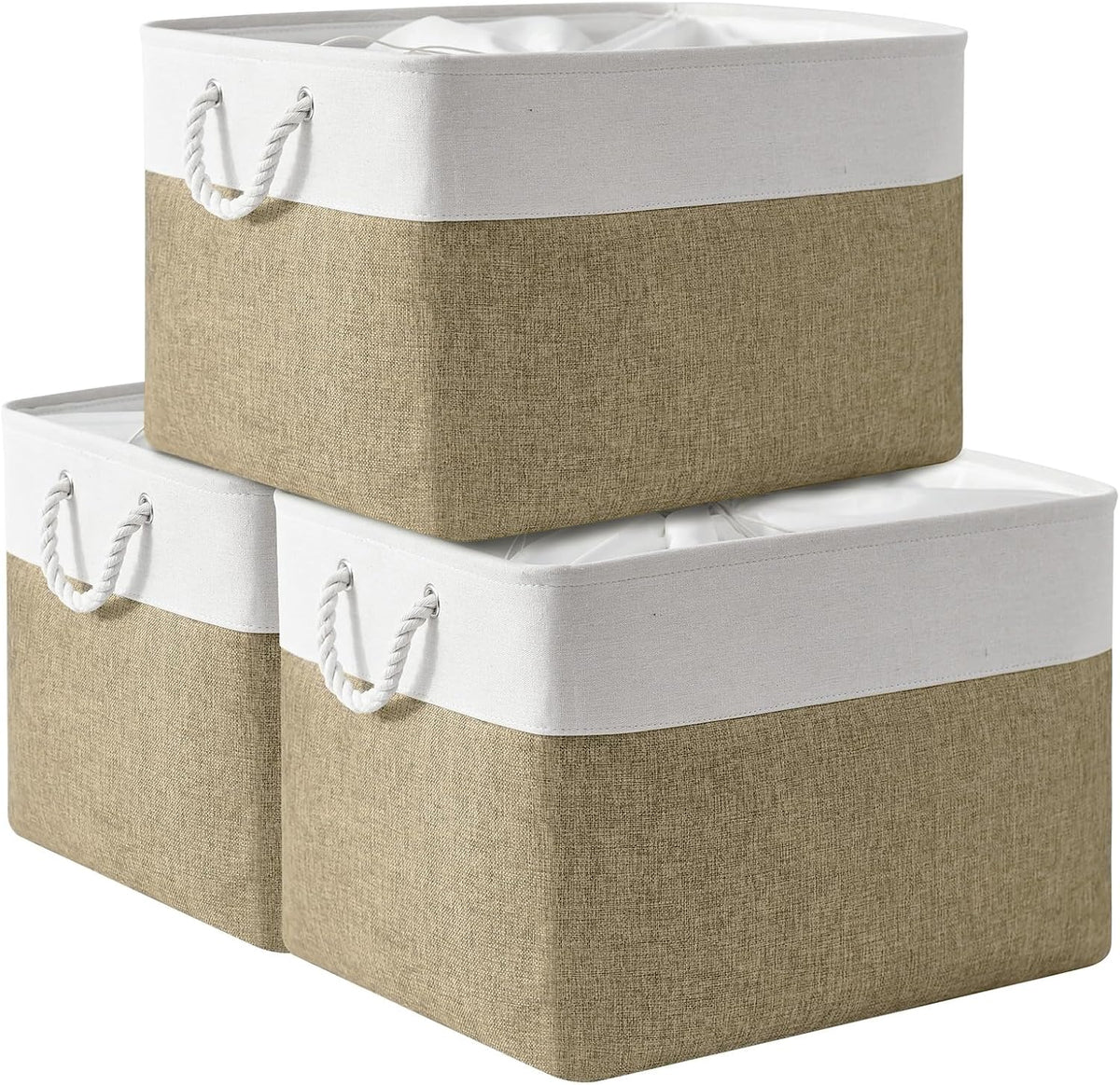 TheWarmHome Organization Basket - 20x16x14 inch Jumbo 3 Pack Collapsible Storage Bins for Shelves