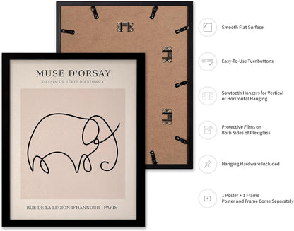 Poster Master Vintage Poster - Retro One Line Elephant Drawing Print - Elephant Art - Minimal Gift
