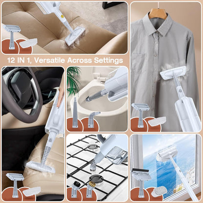 ScrubWiz Steam Mop Cleaner with Detachable Handheld Steamer, 10-in-1 Multi Accessories, Washable