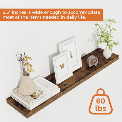 32Inch Floating Shelves for Wall 2 Pack Wood Shelves for Kitchen, Bathroom, Bedroom Wall Mounted