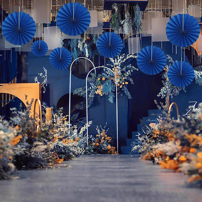 Blue Birthday Decorations,DIY Blue Paper Fans Hanging Decoration ,Party Decorations for Adults