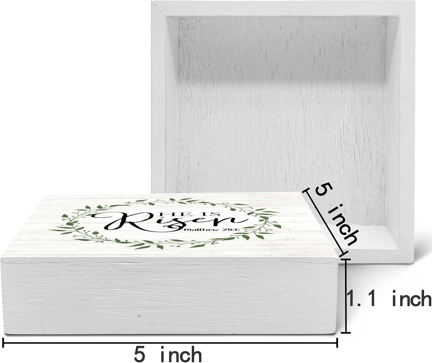 SRADMO He Is Resen Wood Box Sign Desk Decor, Christian Decor Wooden Sign Decoration For Home