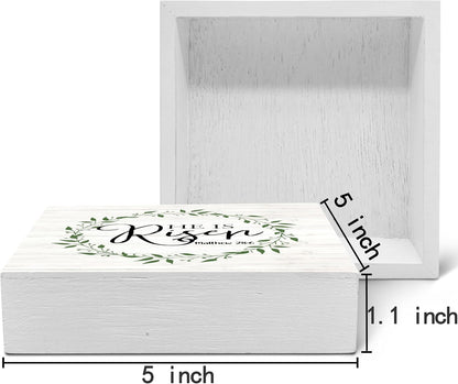 SRADMO He Is Resen Wood Box Sign Desk Decor, Christian Decor Wooden Sign Decoration For Home