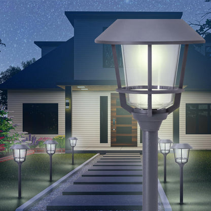 Solar LED Path Lights 4 Pack – 12 Lumens, Warm White, Weathered Zinc, Stainless Steel, Solar