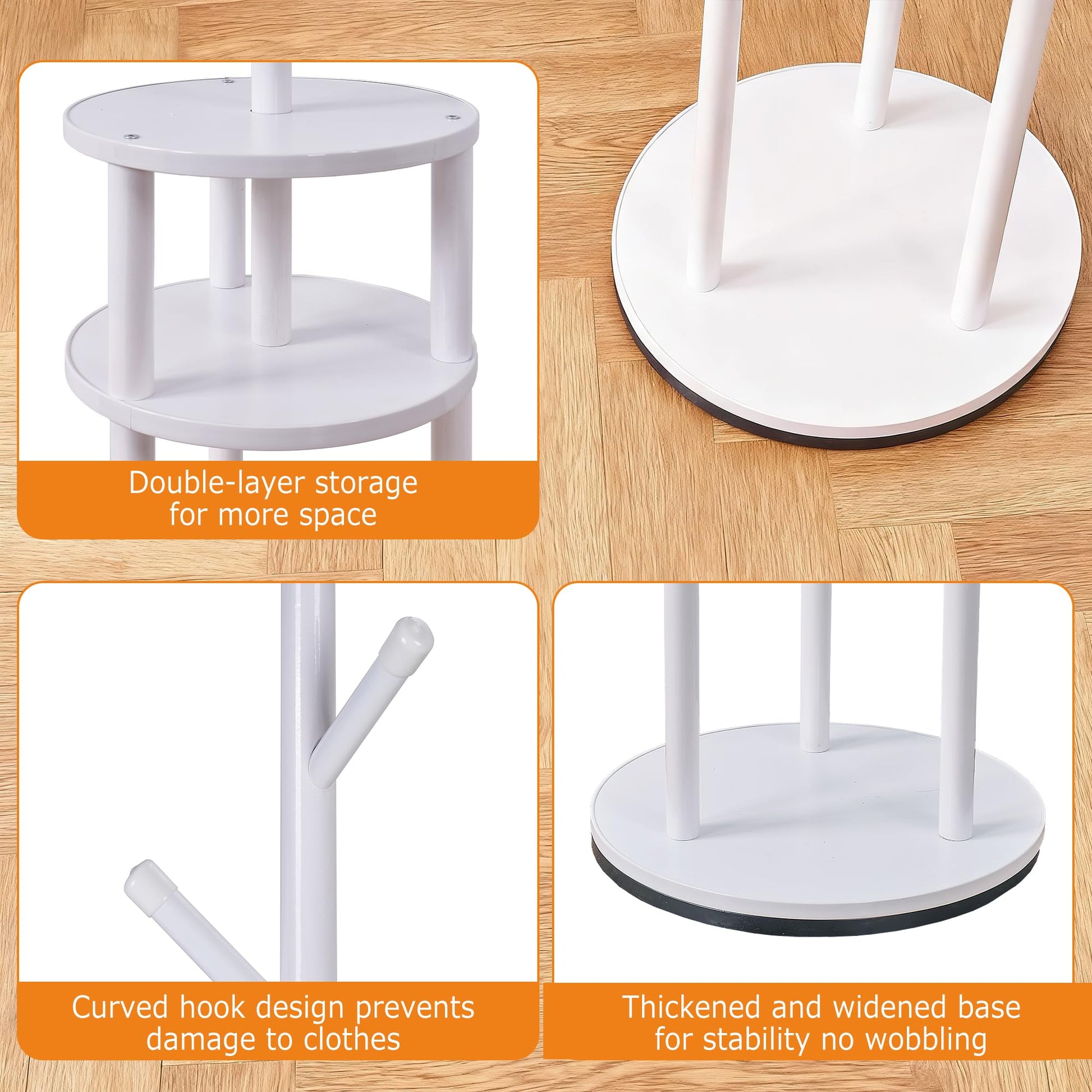 VECELO Coat Rack Freestanding, Entryway Hanger Stand, Umbrella Holder, Hall Tree With Hooks, Floor