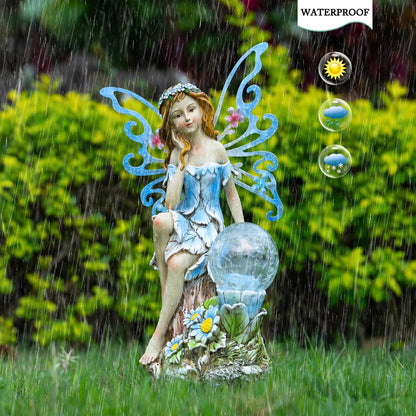 Garden Fairy Decor,Solar Outdoor Statues, Fairy Garden Accessories, Fairy Figurine for Outside