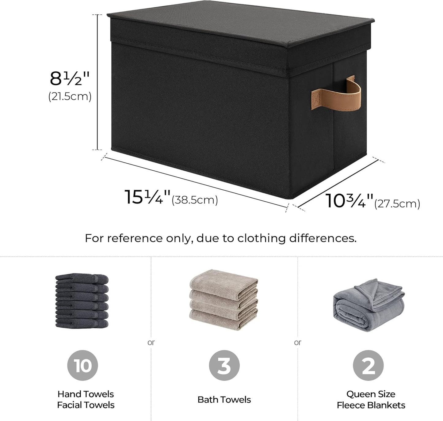 StorageWorks Large Storage Bins with Lids, Decorative Storage Boxes with Lid and PU Handles