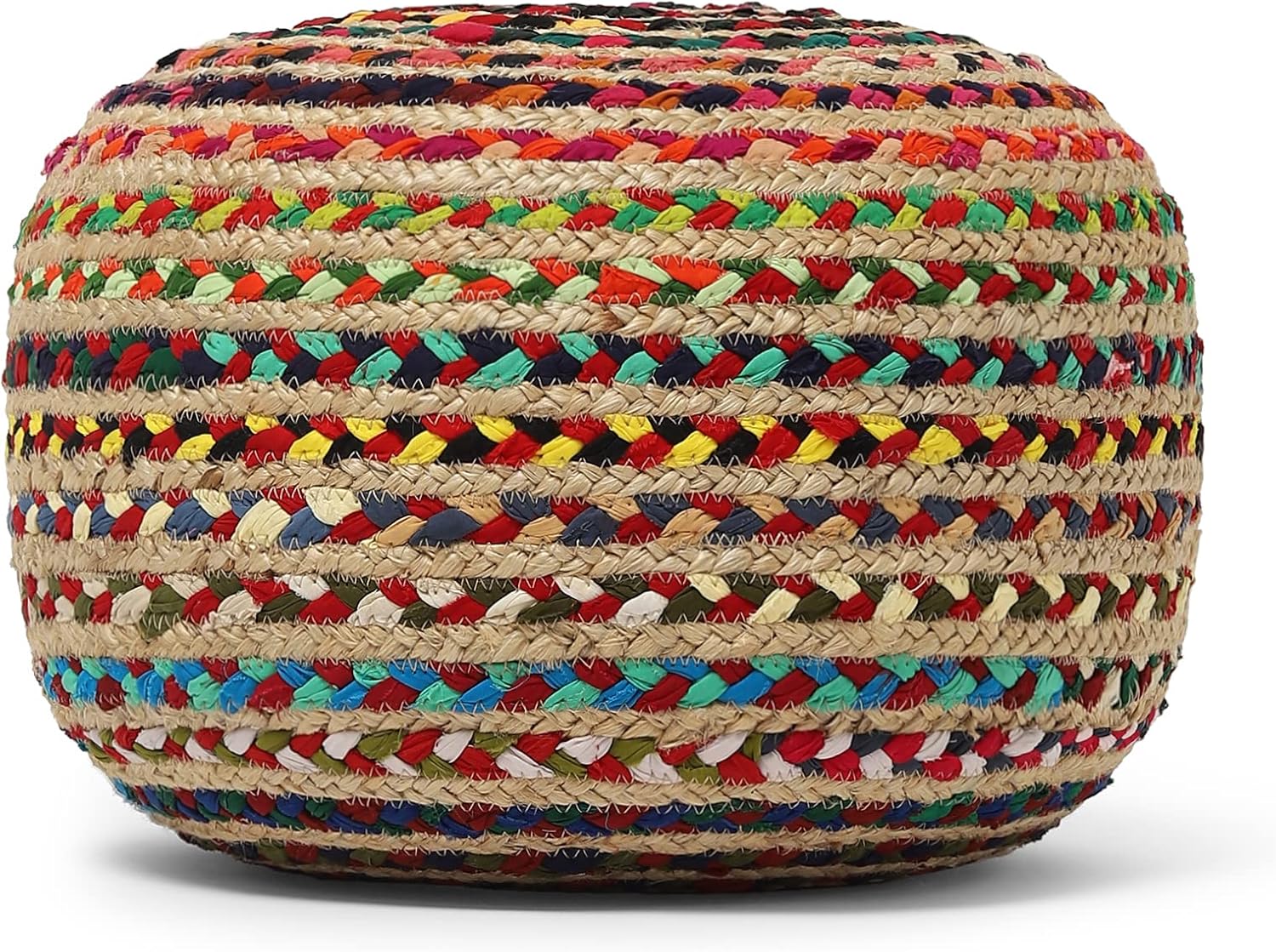 REDEARTH Round Pouf Ottoman - Braided Boho Poof Home Décor Pouffe Accent Sitting Circular Foot Rest