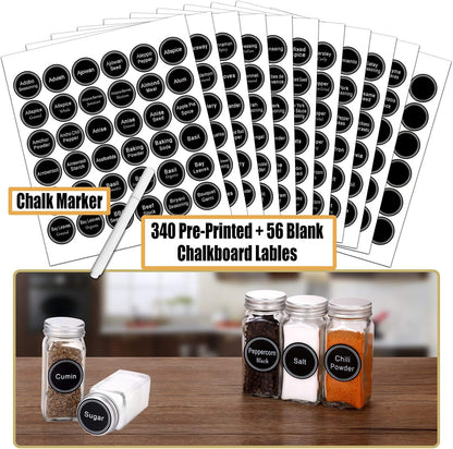 SWOMMOLY Spice Rack Organizer with 36 Empty Square Spice Jars, 396 Spice Labels with Chalk Marker