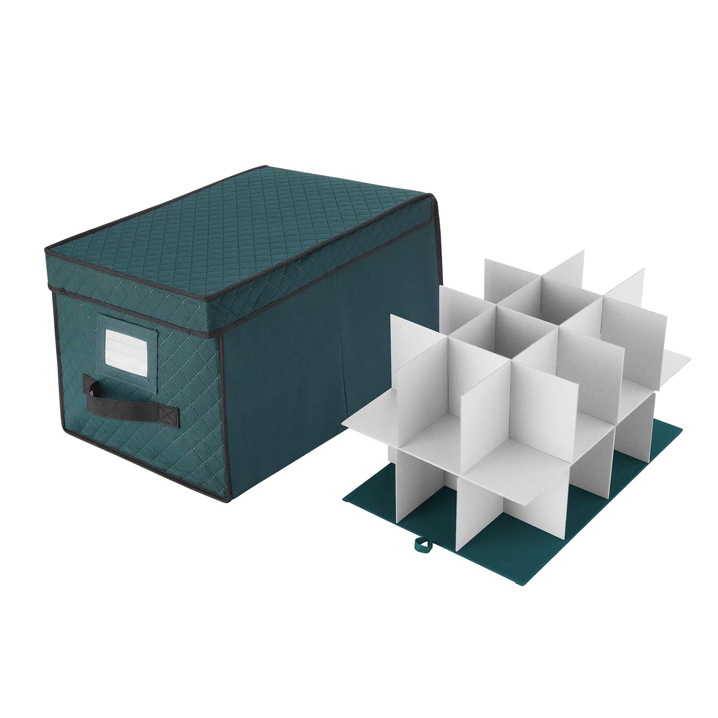 Ornament Storage Box-Green Holiday Organizer Cube- 24 Individual 4” Compartments & Dividers-Flip