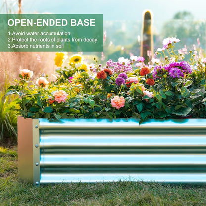 Land Guard 2 Pack 6×3×1ft Galvanized Metal Raised Garden Bed, Metal Planter Kit Box Outdoor for