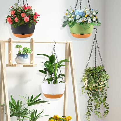 4 Pack Hanging Planter for Plants Indoor,8 Inch Plant Pot Outdoor Plastic Hanging Baskets with