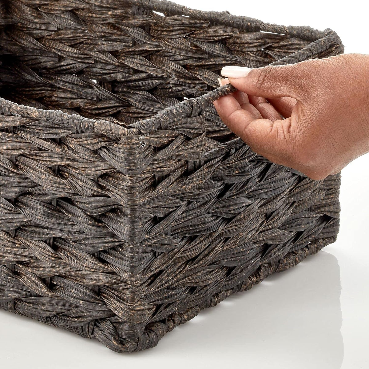 mDesign Woven Farmhouse Kitchen Pantry Food Storage Organizer Basket Box - Container Organization