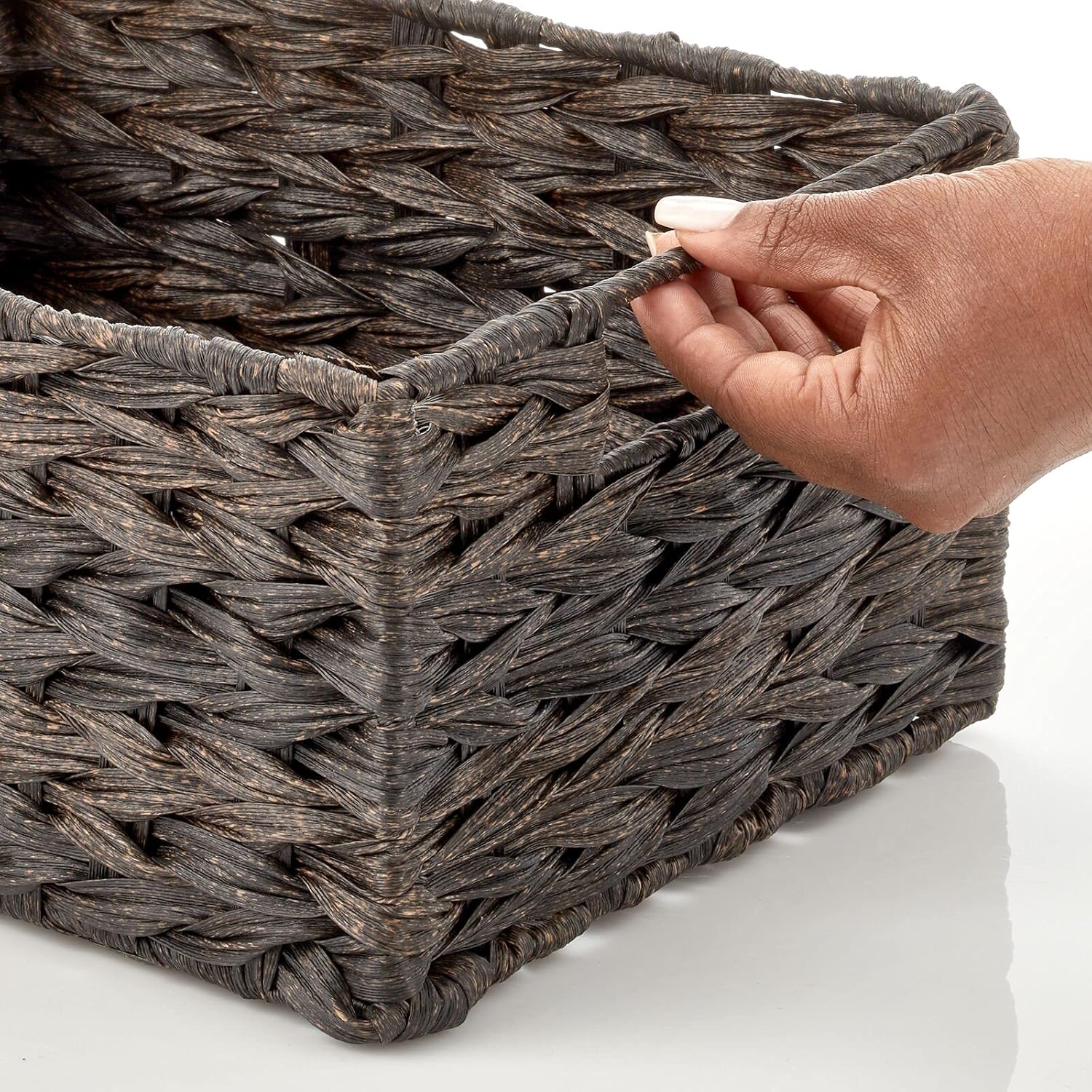 mDesign Woven Farmhouse Kitchen Pantry Food Storage Organizer Basket Box - Container Organization