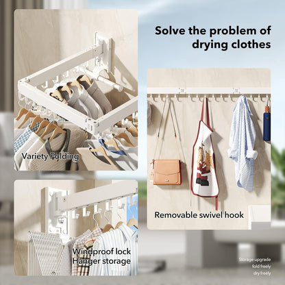 Wall Mounted Clothes Hanger Rack, Clothes Drying Rack,Laundry Drying Rack,Collapsible Clothes Rack