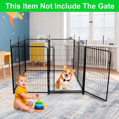 Tall Garden Fence Without Gate, 54 in(H) Dog Fences for The Yard, 8 Panels Total 17.7 Ft(L) Outdoor