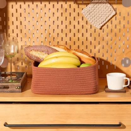 Small Storage Baskets for Organizing | Closet Organizer Bins | Shelf Toy Basket | Woven Rope