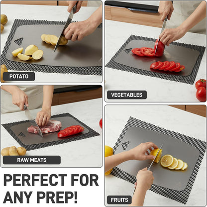 100% Pure Titanium Cutting Board, Non-Toxic Chopping Board For Kitchen, Rubber Mat, Double-Sided