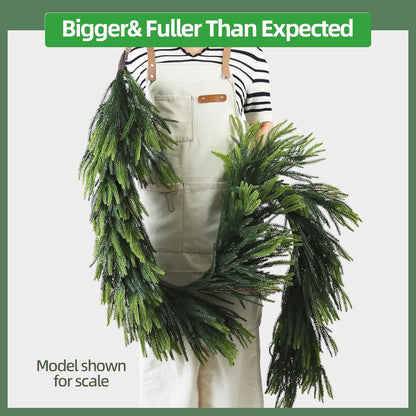 Christmas Decorations – 6FT Artificial Norfolk Pine Greenery Garland, Real Touch Christmas Garland