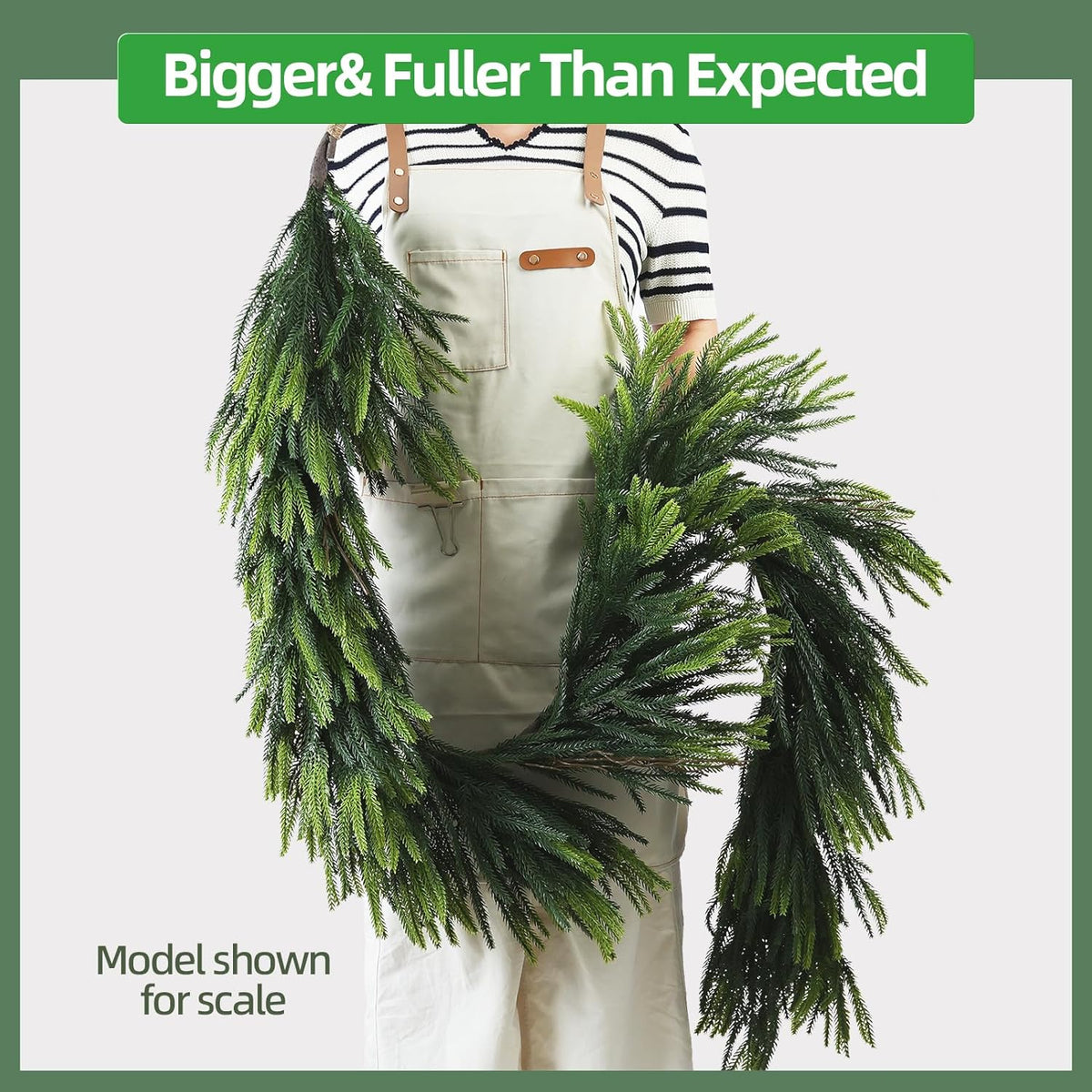 6FT Artificial Norfolk Pine Garland 2 Pack – Dense Green Christmas Garland, Real Touch Holiday