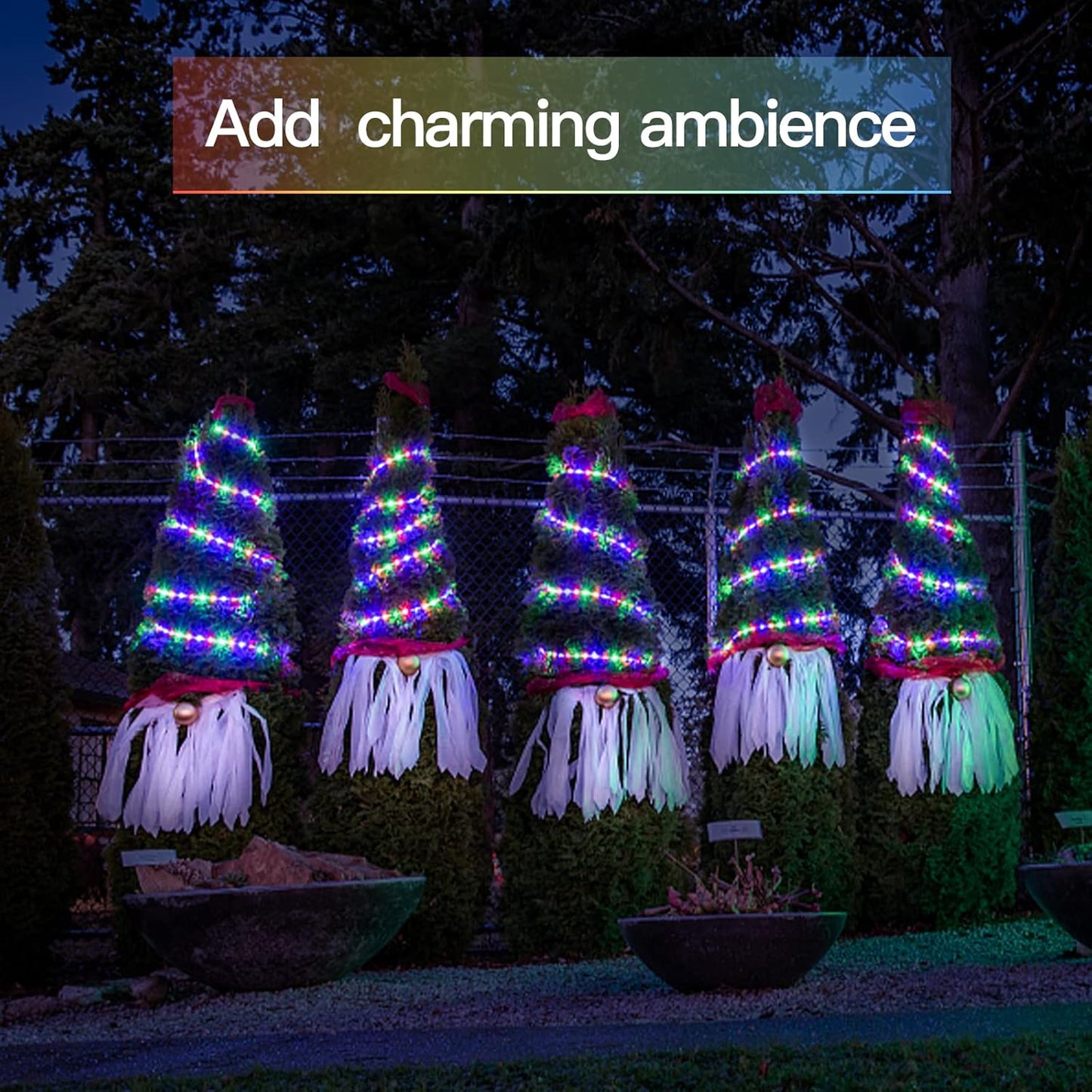 suddus 66ft 200 LED Outdoor String Lights, Multi Color Fairy Lights Battery Operated with Remote