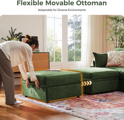 198.6" Oversized Modular Sectional Sofa, U Shaped Convertible Couch with Movable Ottoman, Large 10