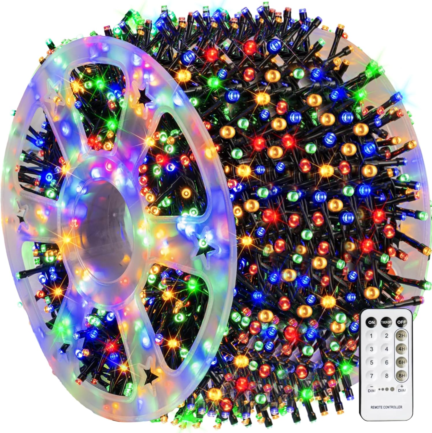 Dazzle Bright Outdoor Christmas String Lights, 1000 LED 328 FT Plug in Fairy Light with Remote