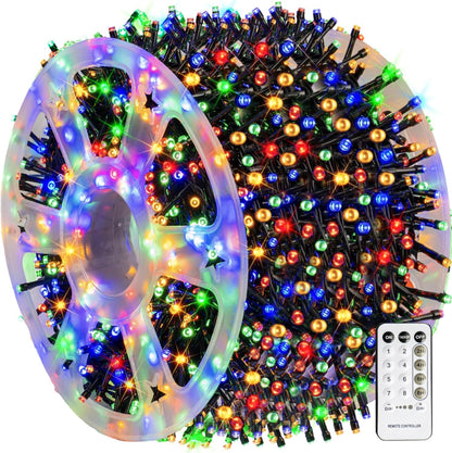 Dazzle Bright Outdoor Christmas String Lights, 1000 LED 328 FT Plug in Fairy Light with Remote