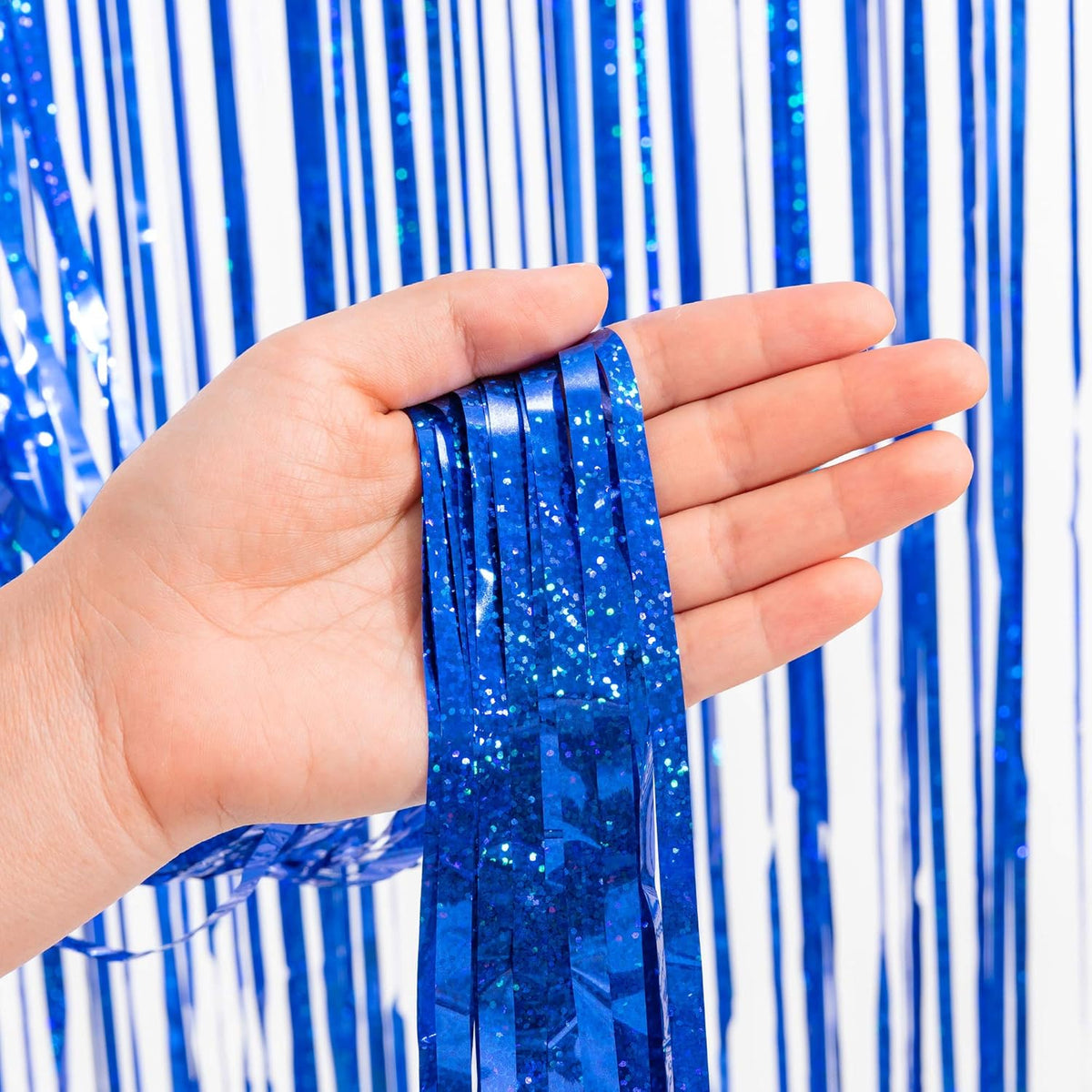 Dark Blue Tinsel Backdrop Streamers - GREATRIL Party Streamers Backdrop Foil Fringe Curtains for