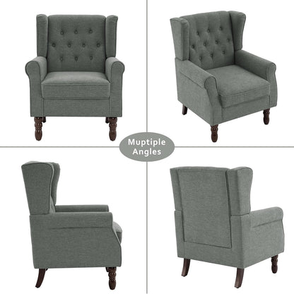 Lumibee High Back Accent Chair,Upholstered Wingback Armchair with Solid Wood Legs for Small