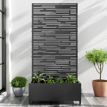 Casaphoria Metal Raised Garden Bed with Trellis and Wheels, 72"x35"x16" Planter Box for Climbing