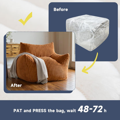 Oversized Bean Bag Chair for Adults, Giant Comfy Plush Boneless Bean Bag Couch with Filler for Kids