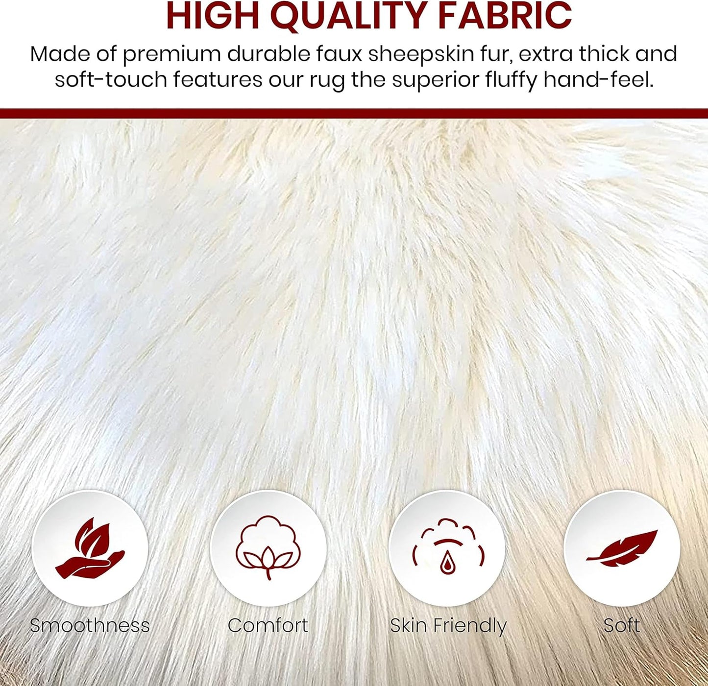 LAMBZY Faux Sheepskin Hypoallergenic Free Shape Silky Shag Rug, Luxury Shaggy Silky Plush Carpet