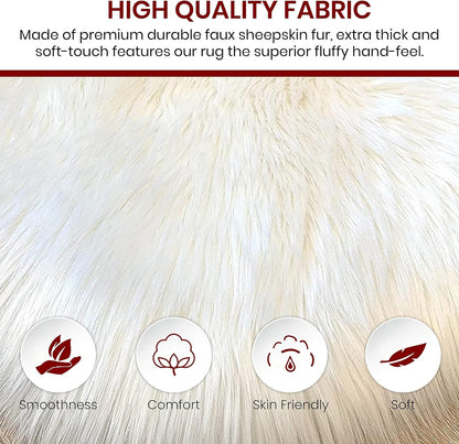 LAMBZY Faux Sheepskin Hypoallergenic Free Shape Silky Shag Rug, Luxury Shaggy Silky Plush Carpet