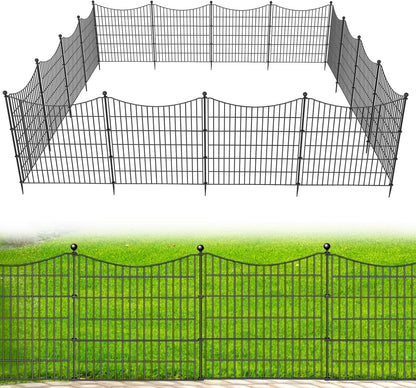 15 Panels No Dig Dog Fence Outdoor for Yard, 32 in(H) X 35.4 ft(L) Decorative Tall Garden Fence