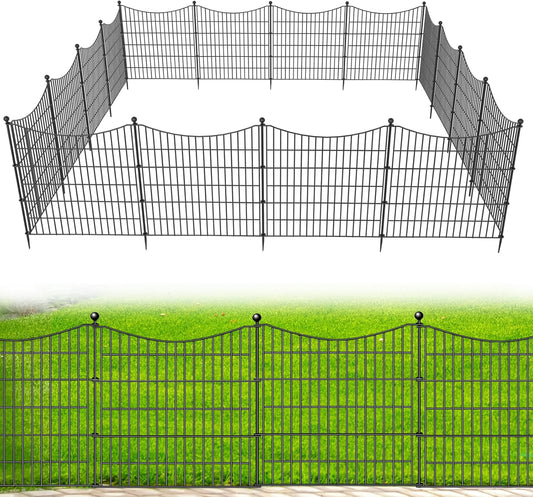 15 Panels No Dig Dog Fence Outdoor for Yard, 32 in(H) X 35.4 ft(L) Decorative Tall Garden Fence