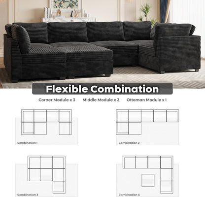 ovios Sectional Sofa Couch with U-Shape Chaise Sofa Bed, Comfy Modular Cloud Couches with Deep