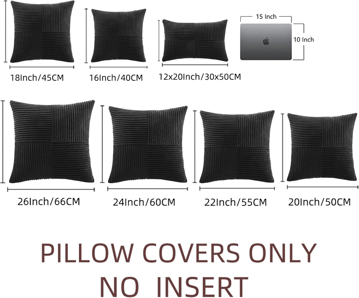Fancy Homi 2 Packs Black Euro Decorative Throw Pillow Covers 28x28 Inch for Couch Bed Sofa, Rustic