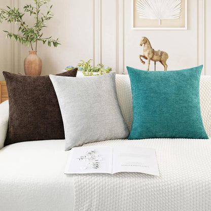 CaliTime Throw Pillow Covers Decorative 22 X 22 Inches Pack of 2 Cozy Chenille Cushion Cases for