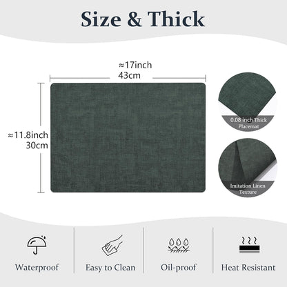 FROMHEART Faux Leather Placemats Set of 6–Waterproof,Heat/Oil Stain-Resistant PU Table