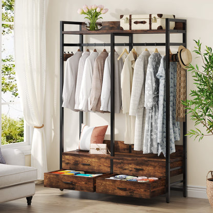Tribesigns Freestanding Closet Organizer, Garment Rack with 4 Drawers