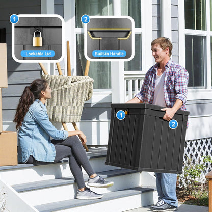 51 Gallon Resin Deck Box, Lockable Patio Outdoor Storage Box for Furniture, Garden Tools and Tools