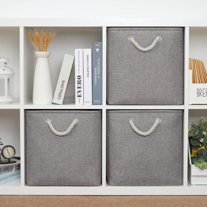 Bidtakay Grey Baskets Foldable Storage Cube Bins 13x13x13 Cube Storage Organizer Closet Set of 3