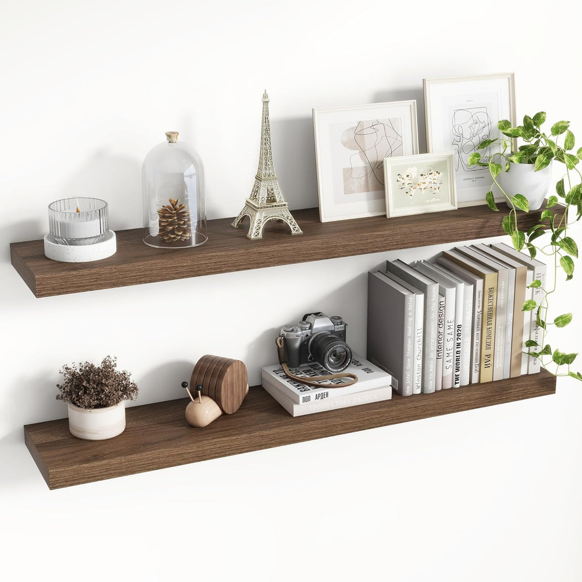 40 Inch Floating Shelves, 8 Inch Deep Floating Shelves for Wall, Hanging Shelf with Invisible