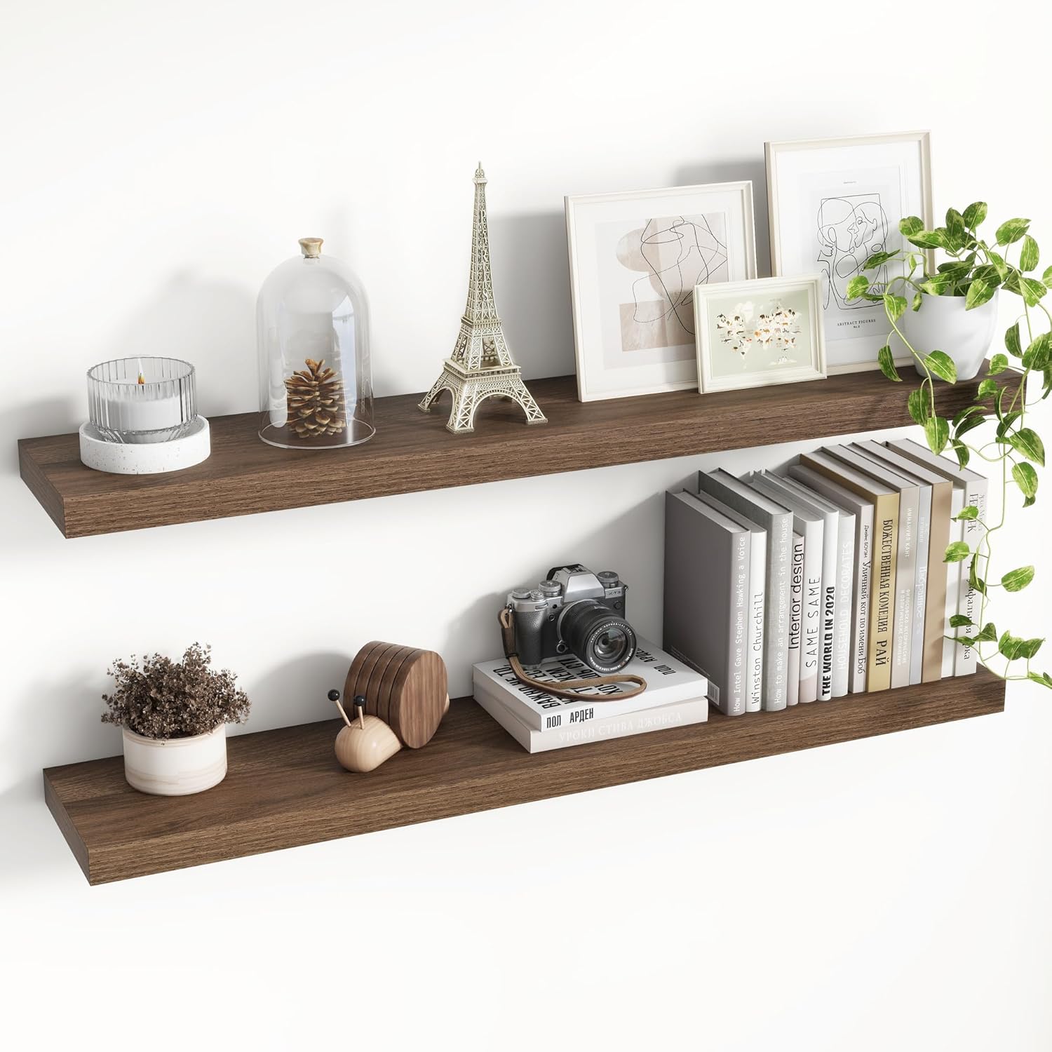 40 Inch Floating Shelves, 8 Inch Deep Floating Shelves for Wall, Hanging Shelf with Invisible