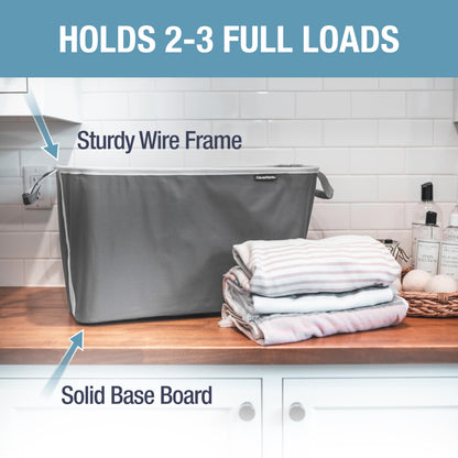 CleverMade Collapsible Laundry Basket, 60L Pop-Up Hamper, 2 Pack, Charcoal