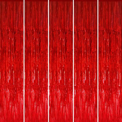 GOER 3.2 ft x 8.2 ft Metallic Tinsel Foil Fringe Curtains Party Photo Backdrop Party Streamers for