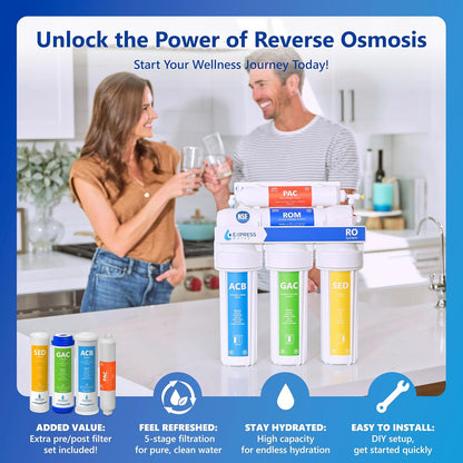 Express Water RO5DX Reverse Osmosis Filtration NSF Certified 5 Stage RO System with Faucet and Tank