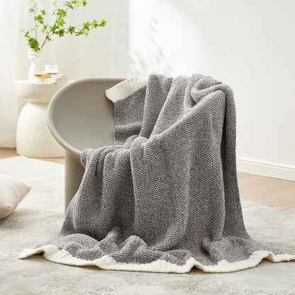 Snuggle Sac Grey Throw Blankets for Couch, Super Soft Warm Blankets Cozy Knit Fuzzy Plush